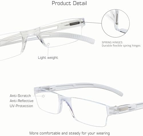 VisionGlobal 8 Pairs Reading Glasses, Blue Light Blocking Glasses, Computer Reading Glasses for Women and Men, Fashion Square Eyewear Frame (4black+4clear,+2.00 Magnification)