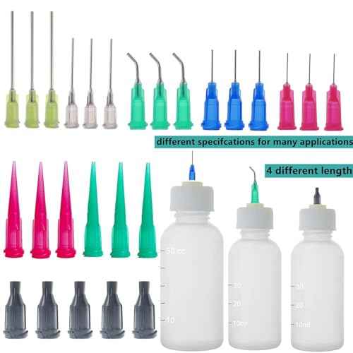 20 Pack Measuring Dispenser and 30ml+50ml Glue Bottle, 1ml, 3ml, 5ml, 10ml Glue Dispenser, 14ga, 16ga, 18ga, 20ga, 22ga, 25ga Dispensing Accessories and Caps, for Refilling and Measuring