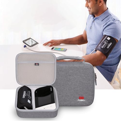 FBLFOBELI Hard Storage Case Compatible with OMRON Platinum BP5450/10 Series BP7450/Gold BP5350/7 Series BP7350 Blood Pressure Monitor with Upper Arm Cuff, Case Only (Grey)