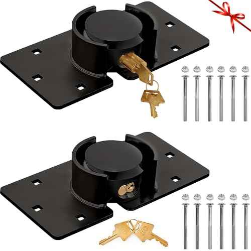 2 Pack Van Door Locks Keyed Alike, 73mm Heavy Duty Solid Steel Hidden Shackle Padlock and Hasp Set, with 4pcs Keys and 80mm Screws for Vans, Trucks, Gates, Trailer Black