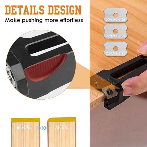 Chamfering Edge Band Trimmer,Adjustable Edge Banding Trimmer,veneers,Hand Planer,Edge Banding Tools. (Handle + R1, R2,R3 Blade)