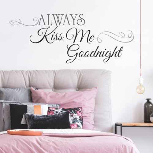 RoomMates RMK2084SCS Always Kiss Me Goodnight Black Quote Peel and Stick Wall Decals