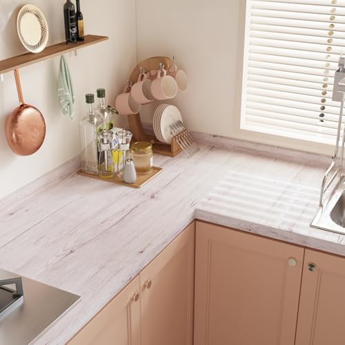 CRE8TIVE Coastal White Wood Contact Paper for Cabinets Drawers Thick Wood Peel and Stick Wallpaper Textured Self Adhesive Waterproof Countertop Contact Paper for Bedroom Kitchen Vinyl Wrap 12"x80"