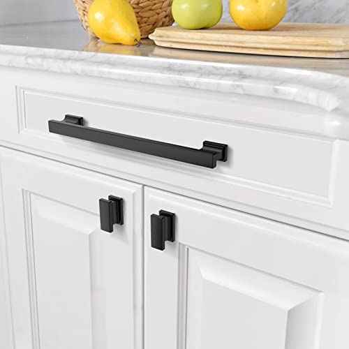 Asidrama 10 Pack 6.3 Inch(160mm) Matte Black Kitchen Cabinet Handles, Cabinet Pulls Kitchen Cabinet Hardware for Cupboard Drawer Pulls