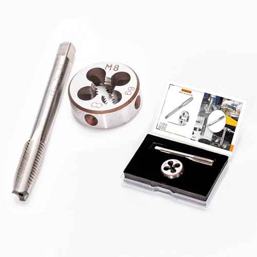 M8 x 1.25mm Metric Tap and Die Set, M8 x 1.25mm High-Speed Steel Machine Round Tap Die Set, Right Hand Thread Tap and Round Thread Die Tool