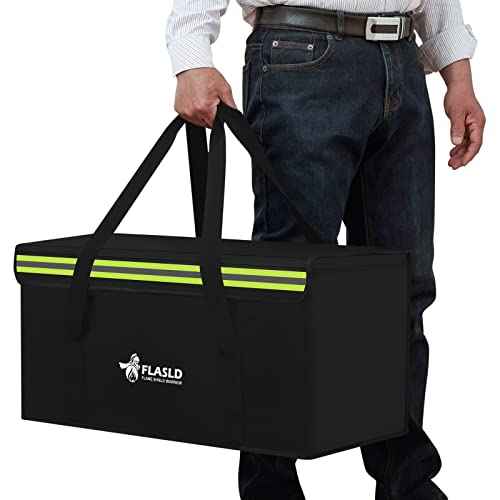 FLASLD Large Fireproof Document Bags, 24x12x12¡± Waterproof Storage Firesafe Bag, Fireproof Folder Safe Box for Cash, Valuables & Passport, Silicone Coating & Zipper Closure