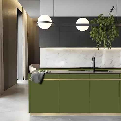Livelynine Olive Green Wallpaper Peel and Stick Green Contact Paper Waterproof Self Adhesive Green Wall Paper for Bathroom Classroom Renter Friendly Kitchen Cabinet Vinyl Wrap for Cabinets 15.8x78.8