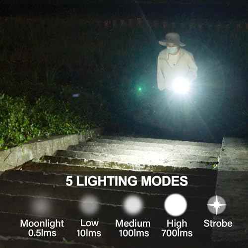 RovyVon Angel Eyes E1 Mini EDC Flashlight,700 Lumens Rechargeable Keychain Flash Light Dual-Battery Power Supply with USB-C and AAA Battery,for Emergency,Outdoor,Gift(Blue)