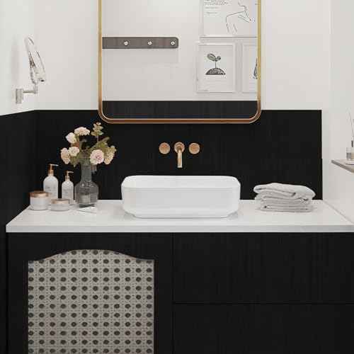 Black Wallpaper Wood Grain Contact Paper Peel and Stick Wall Paper Waterproof Self Adhesive Thickened Vinyl Wrap for Countertops Cabinets Desk Decorative Film Easy to Clean 15.7" x 118"