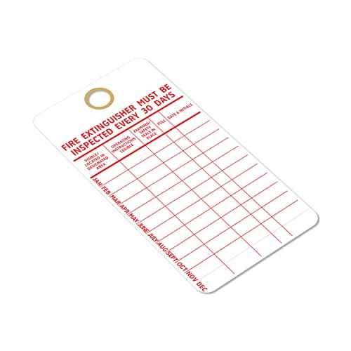SmartSign ¡°Fire Extinguisher Must Be Inspected Every 30 Days¡± Monthly Inspection Tags, 5.75 x 3 inch 13 Point Cardstock, Red and White (Pack of 100), Made in USA