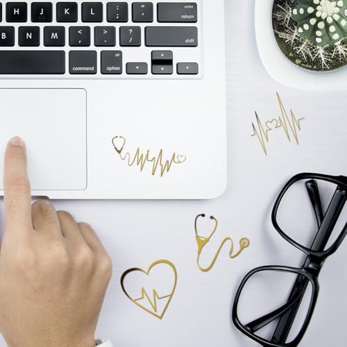OLYCRAFT 9pcs 1.6x1.6 Inch Heart Pattern Gold Metal Stickers for Scrapbooks, DIY Resin Crafts, Phone Decor