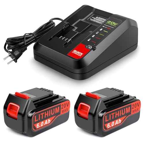2-Pack 6.0Ah 20V Lithium Battery LBX4020 Compatible with Black and Decker and 20V Battery Charger