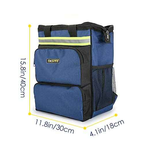 FASITE Tool Bag Backpack, Heavy Duty Durable Electrician Work Pack for Hand Tools, Waterproof Tool Storage & Organizer for a Contractor, Plumber, HVAC, Cable Repairman, Blue