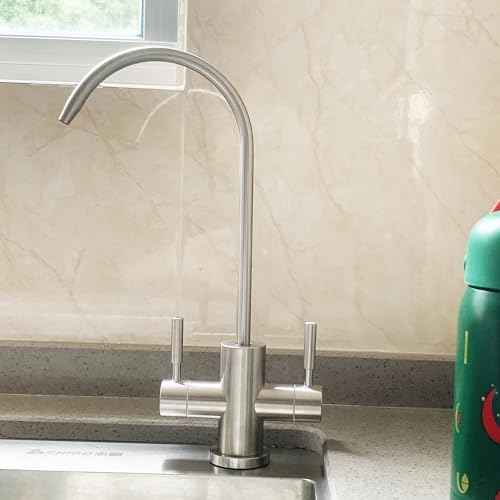 Two Way Drinking Faucet with Two Handles, Water Purifier RO Faucet, Stainless Steel Direct Drinking Kitchen tap for Filters, Sparkling, Cold Water