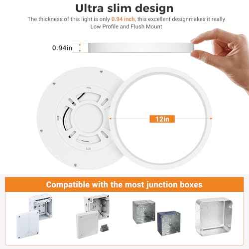 3 Pack Flush Mount Ceiling Light Fixtures - 3000K-4000K-6500K & 100W Equivalent Flat led Lights for Room Ceiling,12 Inch Ultra Thin Round White Ceiling Lights for Living Room,Bedroom,Kitchen,Bathroom