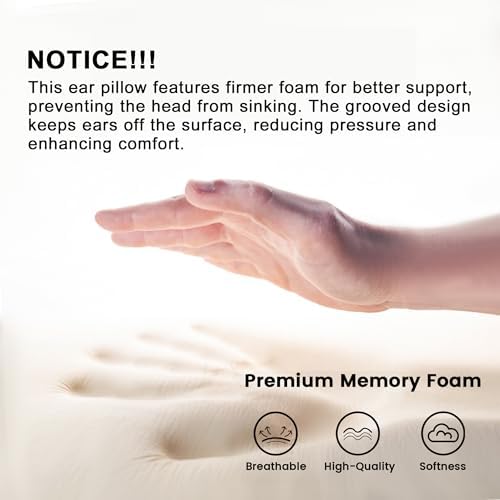 Ear Pillow with Ear Piercing for Side Sleeping, Ear Hole Memory Foam Donut Pillows for Ear Pain CNH Earring Pierced Pillow, Round, Gray