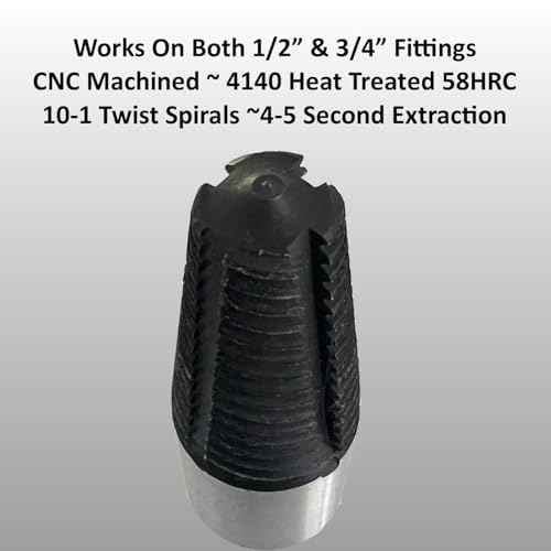 Keyfit Tools SpeedQueen Professional Sprinkler Nipple Extractor Ez-Out Fitting Removal Tool Drill Powered Speed Remove Broken Risers in Seconds ~1/2" & 3/4" ~QuadSplit Teeth Precision CNC Machined