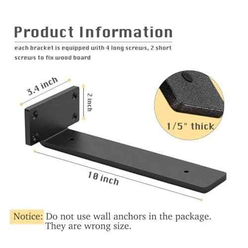 16 Pack Shelf Brackets 10 Inch Floating Shelf Bracket 1/5 inch Thick Heavy Duty Hidden Shelf Brackets Iron Metal Brackets for Shelf Support with Screw Included