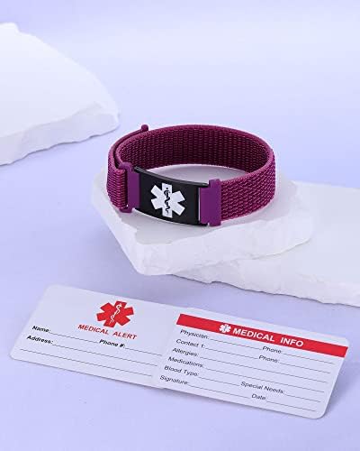 Personalized Sport Medical Alert Bracelets for Women Men - Custom Medical ID Bracelets with Free Engraving - Hook and Loop/Elastic/Stainless Steel/Silicone Watch Wristband Emergency Bracelet