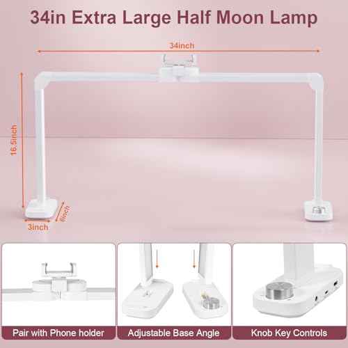 iVict Nail Desk Lamp, 34" Nails Tech Light with Phone Stand, 0-100% Adjustable Brightness, 3000K-6000K Color Temperature Led Desk lamp for Nail, Tattoos, Eyebrows, Beauty