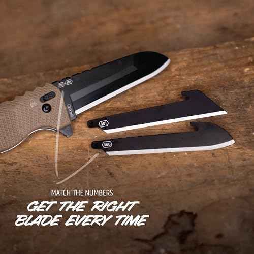 OUTDOOR EDGE Razor XD1 Folding Knife ? Heavy-Duty 3" Replaceable Blade, Tan Handle with Pry Bar & Bottle Opener ? Includes 2 Black Sheepsfoot Blades & 1 Utility Blade