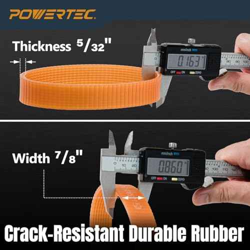 POWERTEC Planer Drive Belt for DeWalt DW735 & DW735X - 2-Pack Replacement Ribbed Belts (5140010-28), 9-Rib, Low Noise, High Tensile Strength (72078)