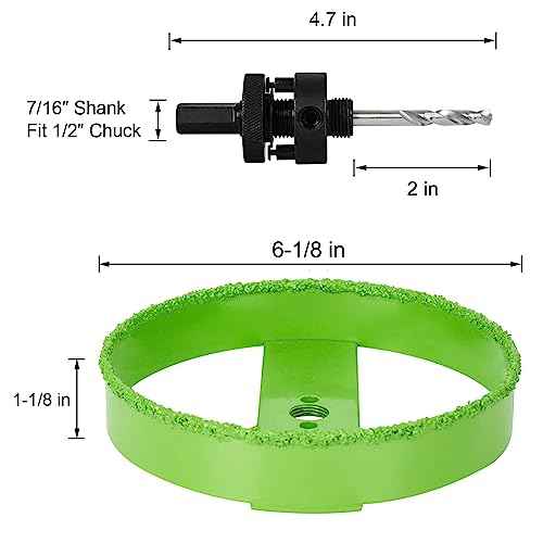 6-1/8" Inch Carbide Hole Saw for 6¡± Recessed Lights, Cutting Plaster Drywall Ceiling Sheetrock, 2X Faster