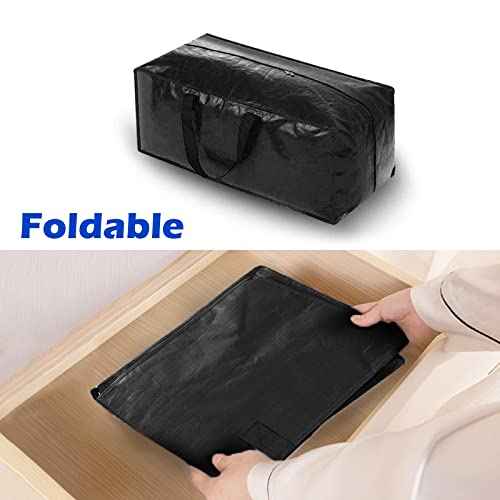 Surblue Moving Bags Heavy Duty Dorm Storage Moving Totes Extra Large Clothing Storage Packing Bags with Backpack Straps Strong Handles Zippers Replace Moving Storage Boxes for Moving Dorm Room Essentials, Pillows, Bedding, Blankets, Black£¬ Set of 2
