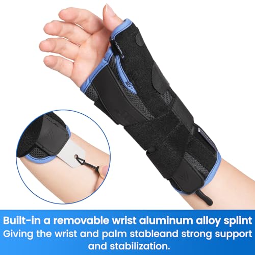 Velpeau Carpal Tunnel Wrist Brace with Thumb Support for Right and Left Hands, Thumb Spica Splint for De Quervain's Tenosynovitis, Sprain, Injuries, Tendonitis, Arthritis, Wrist Pain (Left Hand, L)