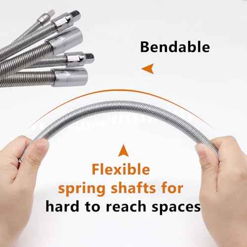 1/4" Flexible Extension Bar Set, Flexible Socket Extension Drive Socket Driver Handle 2Pcs (6 Inch, 8 Inch)