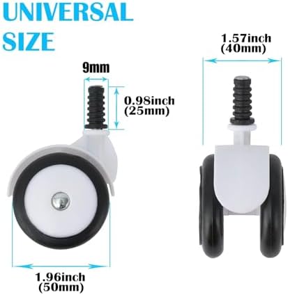 BAYWYI Baby Walker Wheels Replacement, Set of 4, Accessories, Plastic Rubber Casters, Universal Black-4, 9mm