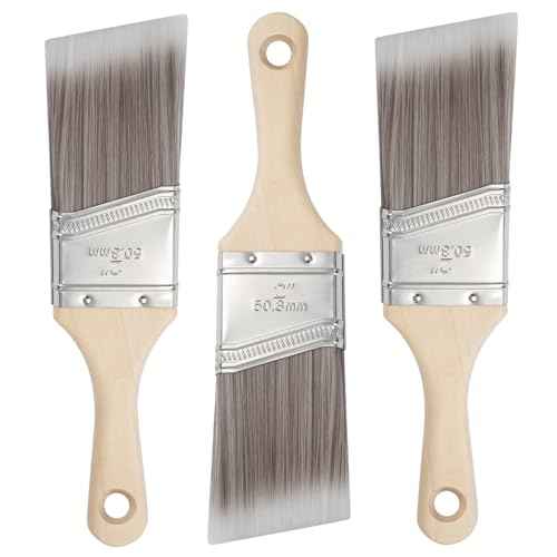 Paint Brushes, 2 Inch, Angled Brushes with Short Handle, 3 Pack, Shortcut Paintbrush for Paints and Stains, Small Paint Brushes for Walls, Furniture, Cabinets and Home Improvement