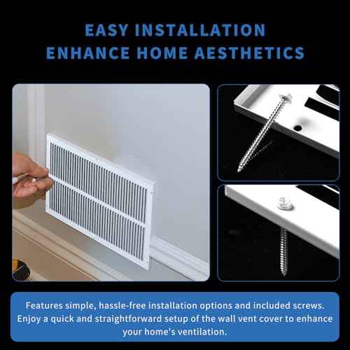 24x10 Return Air Grille (Duct Opening Size), Air Return Vent Cover, AC Vent Cover, Cold Air Return Vent Cover, Flat Return Air Grilles, Outer Dimensions:25.75"W x 11.75"H (24"Wx10"H, Duct Opening)