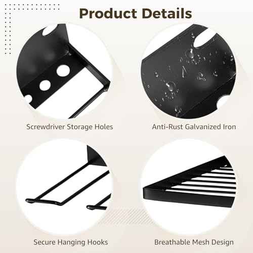2 PCS Resin Shed Metal Racks, Compatible with Suncast Shed, Wall Mounted Basket and Tool Holder Set with EZ Bolts & Screw Kit, Galvanized Iron Organizer for Garage