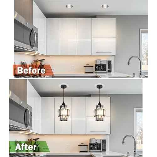 Recessed Can Light Conversion Kit for 5" and 6" Ceiling Fixtures - Pendant/Hanging Light Upgrade, Compatible with Ceiling Fans, Includes 7¨ú" Flat Steel Medallion, White Finish,2 Pack