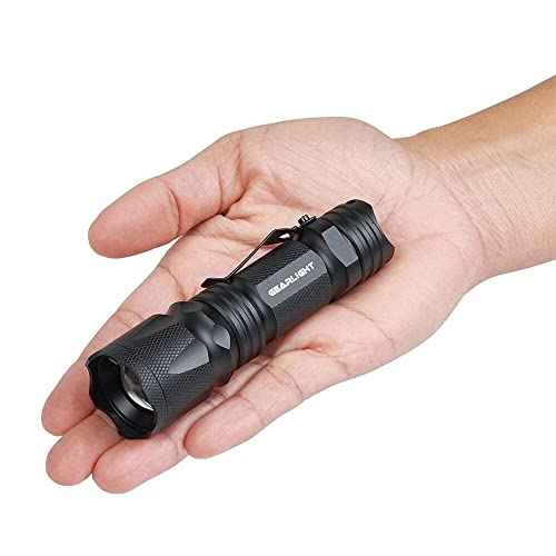 GearLight M3 Mini LED Flashlight - 2 Bright, Small Tactical Flashlights with High Lumens and Pocket Clip for Camping, Outdoor & Emergency Use ? - Black