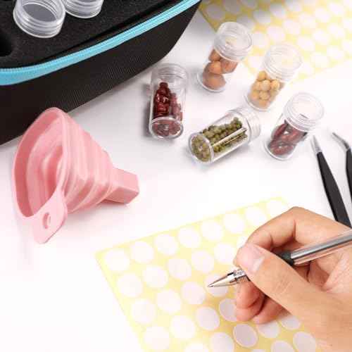 Seed Storage Organizer, Seed Storage Container with 120 Slot, Sturdy Seed Organizer Storage Box with Zipper Bag Label Stickers, 120 Plastic Bottles, Funnel, 2 Tweezers, for Flower Plants Garden