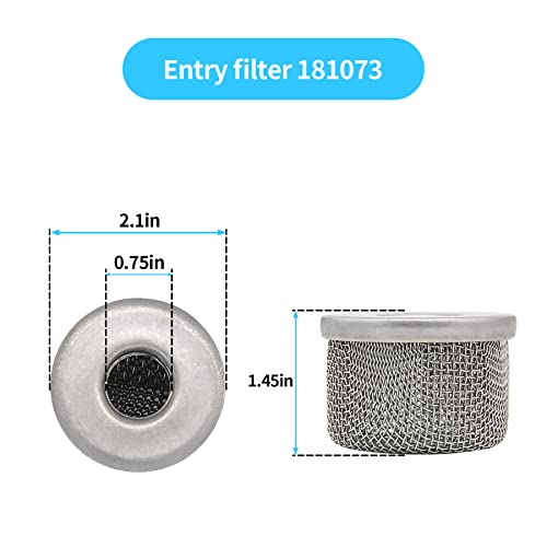 181073 or 181-073 Inlet Strainer Screen Filter with 1/2" NPT Thread Stainless Steel for Airless Paint Sprayer 455 495 Ultra 500 Ultra Max 695