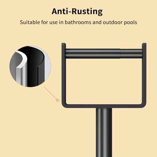 YUMORE Toilet Paper Holder Stand with Storage, Bathroom Weighted Base Floor Toilet Paper Roll Holder Free Standing for 3 Rolls, Matte Black