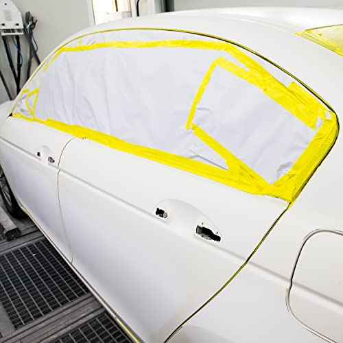 Lichamp 3-Pack Automotive Refinish Masking Tape Yellow 18mm x 55m, Cars Vehicles Auto Body Paint Tape, Automotive Painters Tapes Bulk Set 0.7-inch x 60 Yards x 3 Rolls
