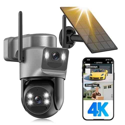 4K Security Cameras Wireless Outdoor Solar Battery Powered, 5GHz/2.4GHz WiFi 360¡Æ PTZ Cameras for Home Security with Dual Lens, Color Night Vision, Human Detection, Siren, 2-Way Audio, IP66