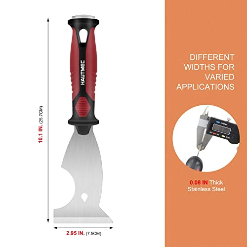 HAUTMEC Putty Knife Scraper, Scraper, Paint knife, Caulk Removal Tool, Painters Tool, Paint Can Opener, Paint Remover for Wood, Wallpaper Scraper, Painting Tool (1pc-3" 8-in-1)