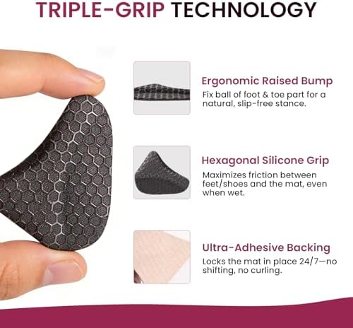 Anti Slip Foot Pads for High Heels - Heel Slip Stopper with Strong Adhesive Toe Grips, Slip Resistant Honeycomb Grip Stops Feet from Sliding Forward in Stiletto, Pumps & Slingbacks (6 Pairs)