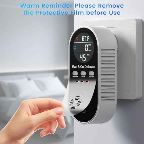5 in 1 Carbon Monoxide Detectors Plug in with Temperature Humidity Sensor Built in Battery Backup, Natural Gas Leak Detector with Clear LED Display Sound & Light Warning for Home/Hotel,1Pcs, Black.