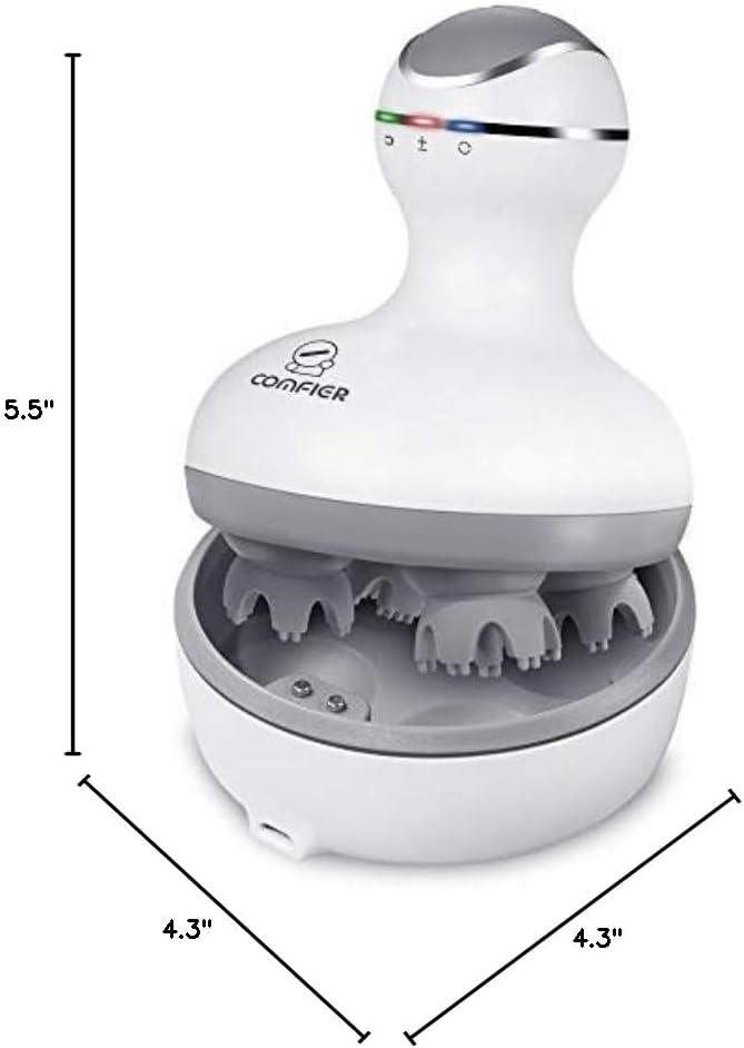 COMFIER Electric Cordless Hair Scalp Massager with Kneading 84 Massage Nodes, Handheld Portable Head Scratcher Massager for Hair Growth, Deep Clean and Stress Relax, Gifts for Men Dad