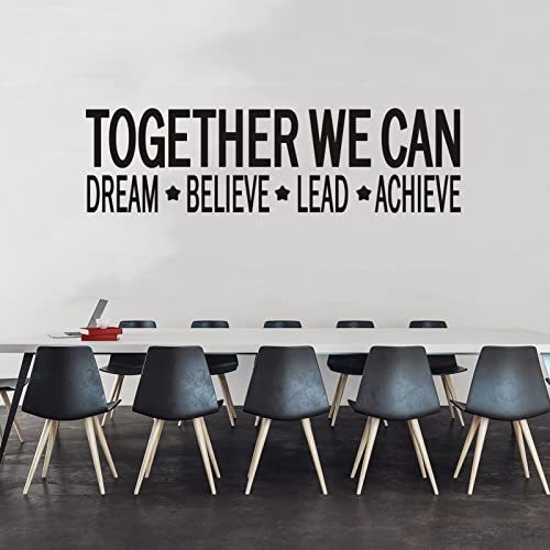 VODOE Together We Can Dream Believe Lead Achieve Wall Decals Office Meeting Room Wall Stickers Inspirational Motivational Art Vinyl Office Teamwork Quotes Business Wall Decor 25"X7"