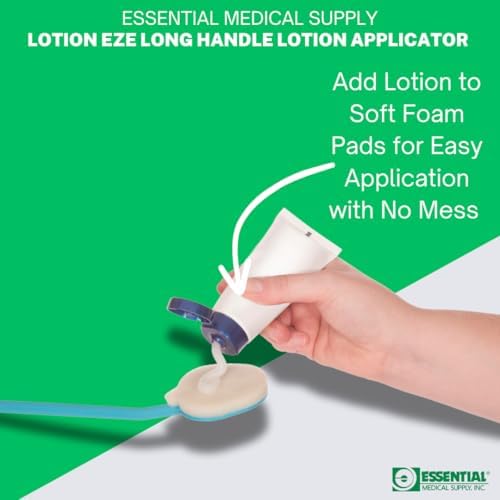 Essential Medical Supply Lotion EZE Long Handle Lotion Applicator with 2 Sponges - Perfect for Applying Sunscreen and Lotion to Hard-to-Reach Areas, Easy to Use and Durable for Long-Term Use