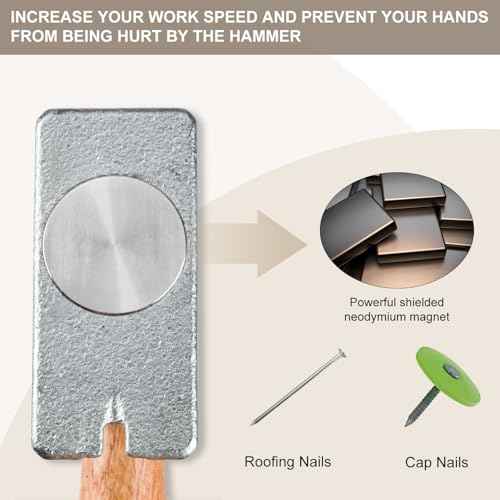 Magnet Roofing Hatchet,17oz Magnetic Faced Roofing Hatchet for Quick Installation of Roofing Nails And Felt Caps