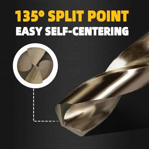 3/4" Cobalt Drill Bit, 1/2" Reduced Shank with 3-Flats,Suitable for Drilling in Hard Metal, Stainless Steel, Cast Iron,2 Pieces