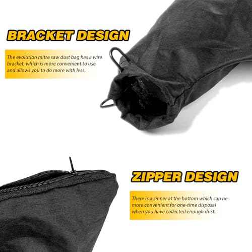 Dust Bag for Miter Saw 255 Model, Adjustable Bracket Size Dust Collector Bags with Zipper, for Diameter of 45mm-50mm